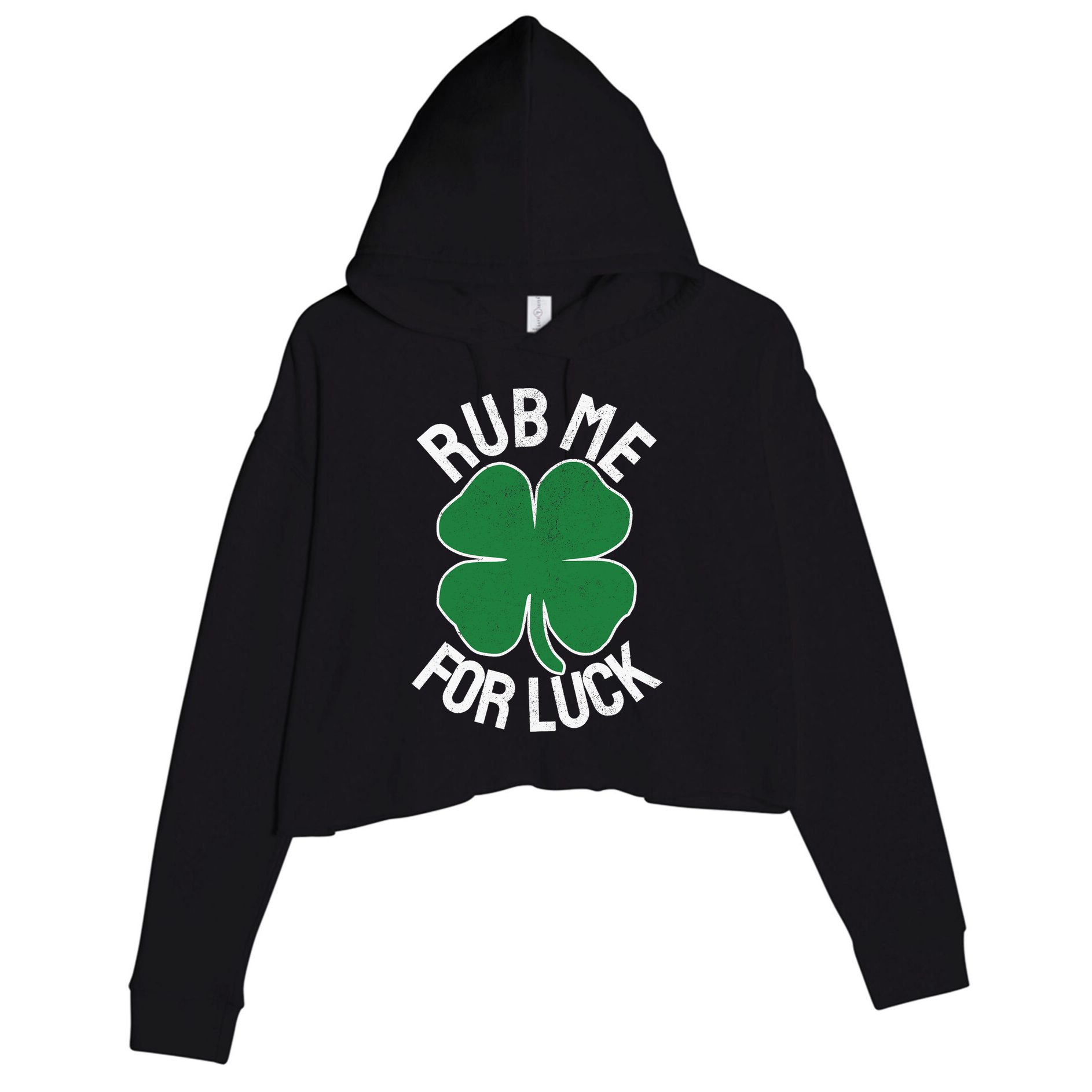 Rub Me For Luck St Patrick's Day Funny Adult Humor Crop Fleece Hoodie