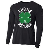 Rub Me For Luck St Patrick's Day Funny Adult Humor Cooling Performance Long Sleeve Crew