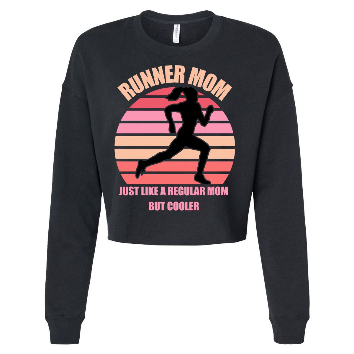 Runner Mom Funny Marathon Running Jogging Mothers Day Gift Cropped Pullover Crew