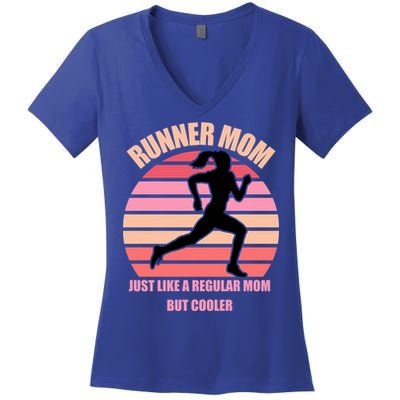 Runner Mom Funny Marathon Running Jogging Mothers Day Gift Women's V-Neck T-Shirt