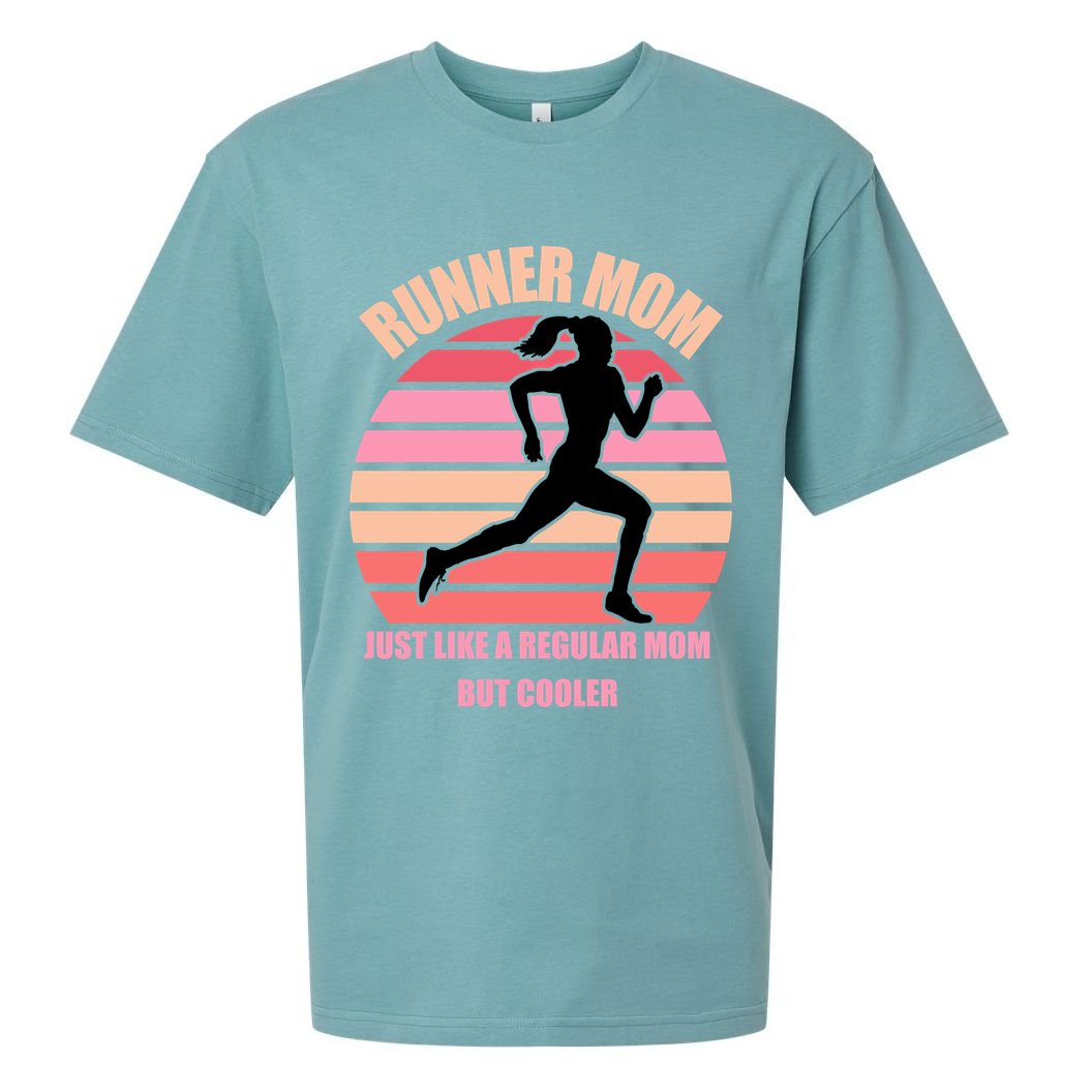 Runner Mom Funny Marathon Running Jogging Mothers Day Gift Sueded Cloud Jersey T-Shirt