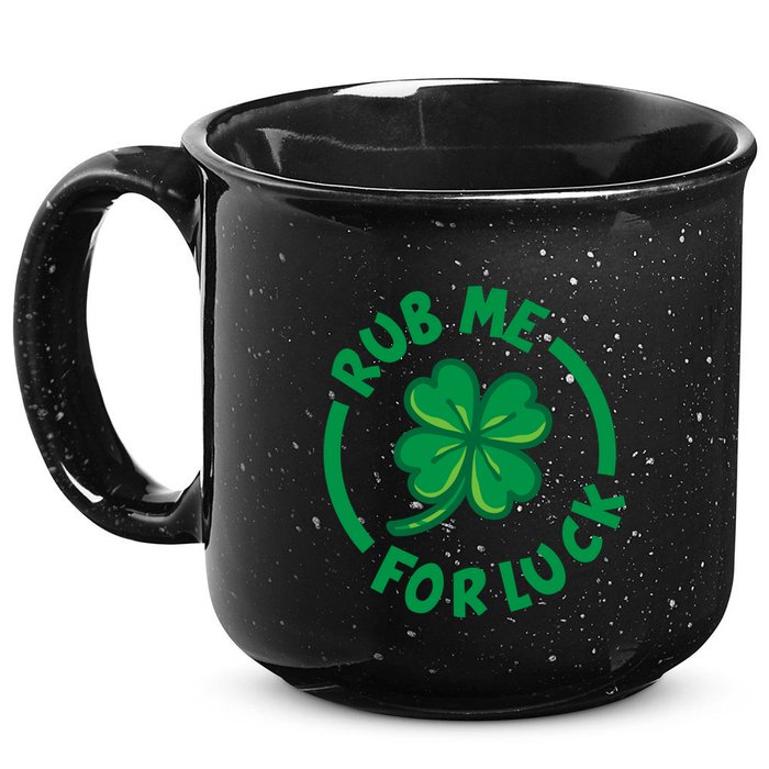 Rub Me For Luck Clover Lucky Symbol Gift 15oz Campfire Ceramic Mug