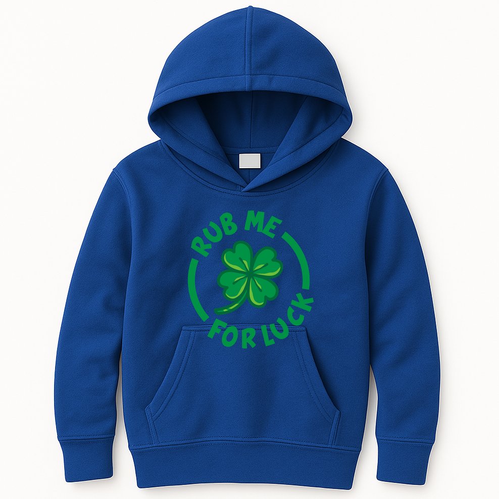 Rub Me For Luck Clover Lucky Symbol Gift Kids Hoodie