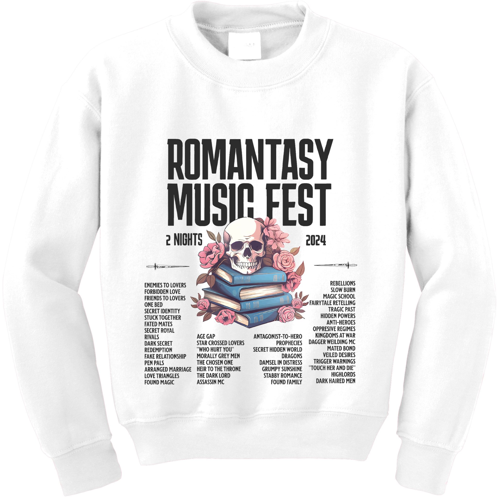 Romantasy Music Fest Book Tropes Smut Gift Dark Romance Reader Kids Sweatshirt