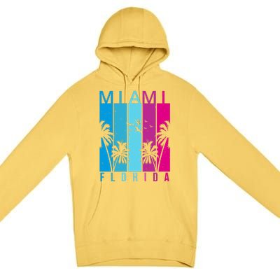 Retro Miami Florida Summer Neon Colors Premium Pullover Hoodie