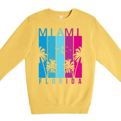 Retro Miami Florida Summer Neon Colors Premium Crewneck Sweatshirt