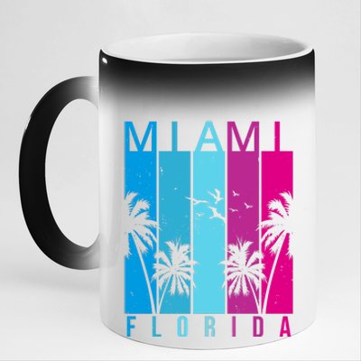 Retro Miami Florida Summer Neon Colors 11oz Black Color Changing Mug