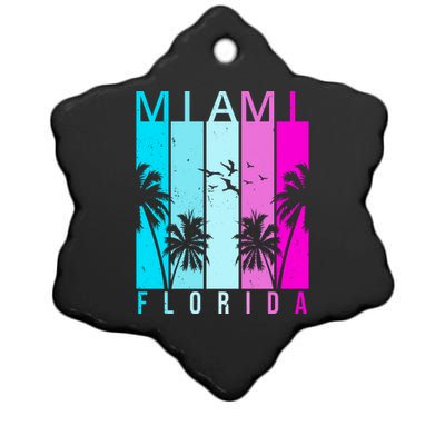 Retro Miami Florida Summer Neon Colors Ceramic Star Ornament