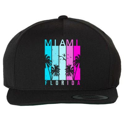 Retro Miami Florida Summer Neon Colors Wool Snapback Cap