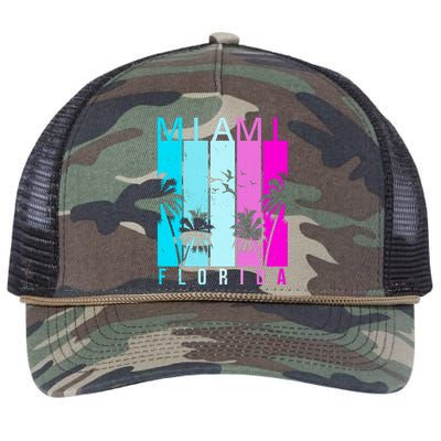 Retro Miami Florida Summer Neon Colors Retro Rope Trucker Hat Cap