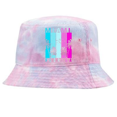 Retro Miami Florida Summer Neon Colors Tie-Dyed Bucket Hat