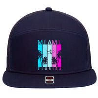 Retro Miami Florida Summer Neon Colors 7 Panel Mesh Trucker Snapback Hat