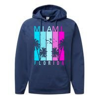 Retro Miami Florida Summer Neon Colors Performance Fleece Hoodie