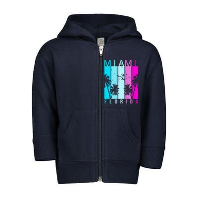 Retro Miami Florida Summer Neon Colors Toddler Zip Fleece Hoodie