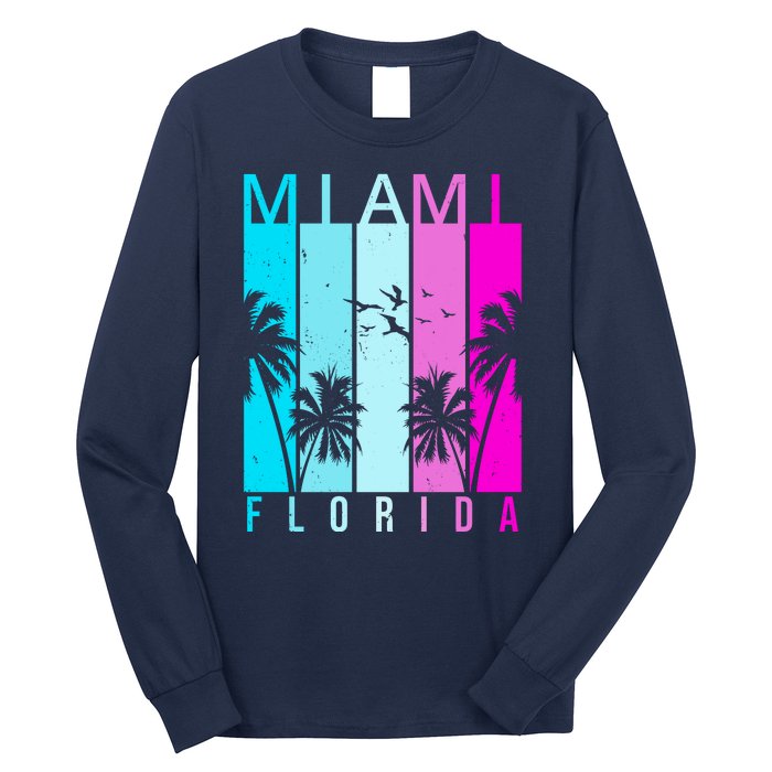 Retro Miami Florida Summer Neon Colors Long Sleeve Shirt