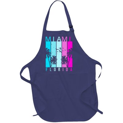 Retro Miami Florida Summer Neon Colors Full-Length Apron With Pockets