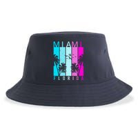 Retro Miami Florida Summer Neon Colors Sustainable Bucket Hat