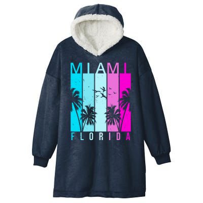 Retro Miami Florida Summer Neon Colors Hooded Wearable Blanket