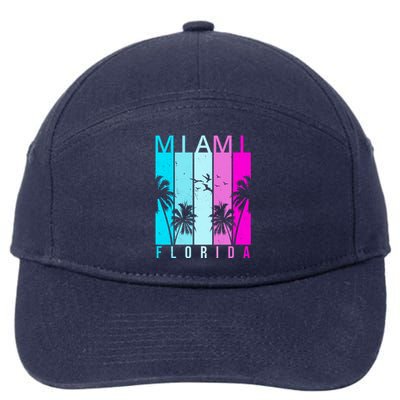 Retro Miami Florida Summer Neon Colors 7-Panel Snapback Hat