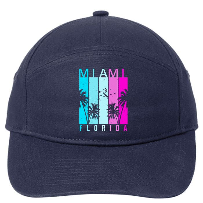 Retro Miami Florida Summer Neon Colors 7-Panel Snapback Hat