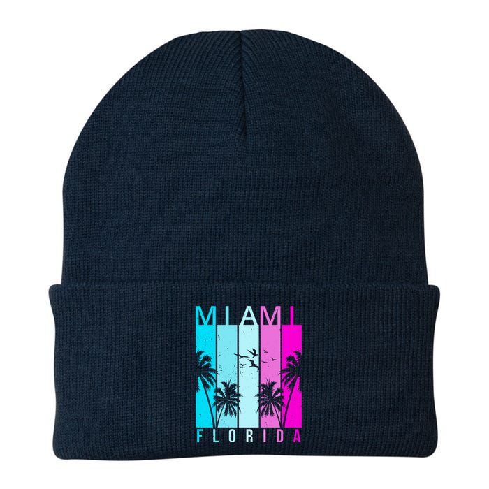 Retro Miami Florida Summer Neon Colors Knit Cap Winter Beanie