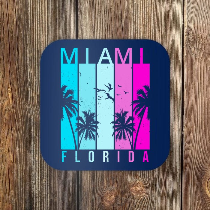 Retro Miami Florida Summer Neon Colors Coaster