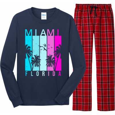 Retro Miami Florida Summer Neon Colors Long Sleeve Pajama Set