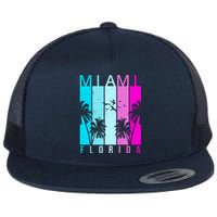 Retro Miami Florida Summer Neon Colors Flat Bill Trucker Hat