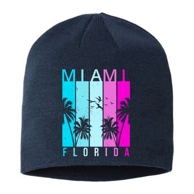 Retro Miami Florida Summer Neon Colors Sustainable Beanie