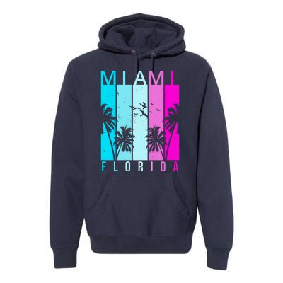 Retro Miami Florida Summer Neon Colors Premium Hoodie