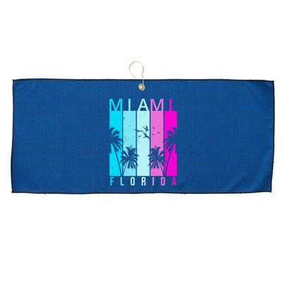 Retro Miami Florida Summer Neon Colors Large Microfiber Waffle Golf Towel