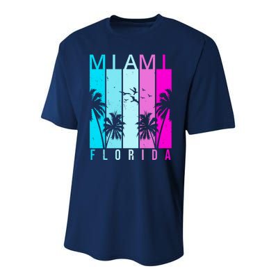 Retro Miami Florida Summer Neon Colors Performance Sprint T-Shirt