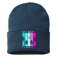 Retro Miami Florida Summer Neon Colors Sustainable Knit Beanie