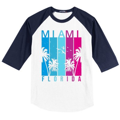 Retro Miami Florida Summer Neon Colors Baseball Sleeve Shirt