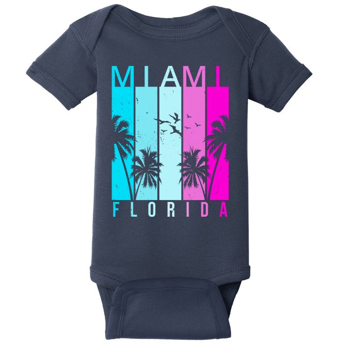 Retro Miami Florida Summer Neon Colors Baby Bodysuit