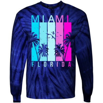 Retro Miami Florida Summer Neon Colors Tie-Dye Long Sleeve Shirt