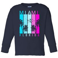 Retro Miami Florida Summer Neon Colors Toddler Long Sleeve Shirt