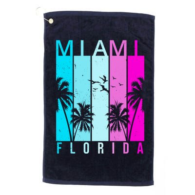 Retro Miami Florida Summer Neon Colors Platinum Collection Golf Towel