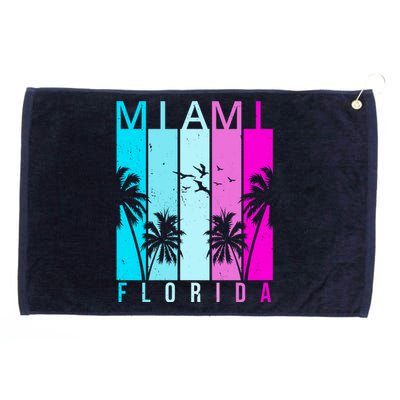 Retro Miami Florida Summer Neon Colors Grommeted Golf Towel