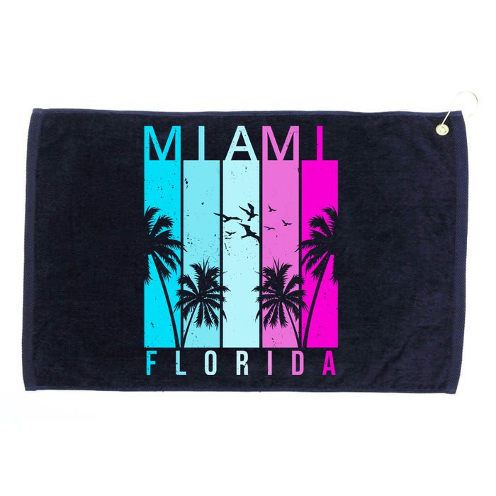 Retro Miami Florida Summer Neon Colors Grommeted Golf Towel