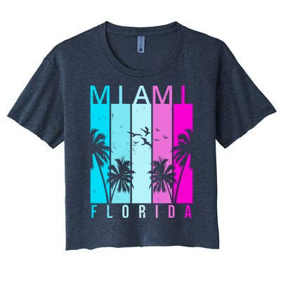 Retro Miami Florida Summer Neon Colors Women's Crop Top Tee