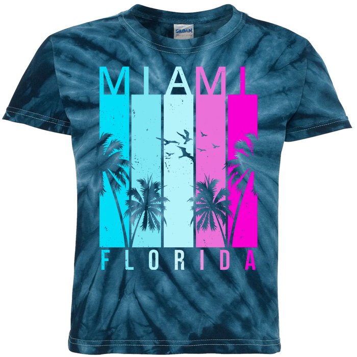 Retro Miami Florida Summer Neon Colors Kids Tie-Dye T-Shirt