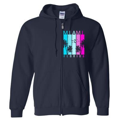 Retro Miami Florida Summer Neon Colors Full Zip Hoodie