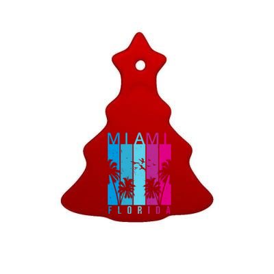 Retro Miami Florida Summer Neon Colors Ceramic Tree Ornament