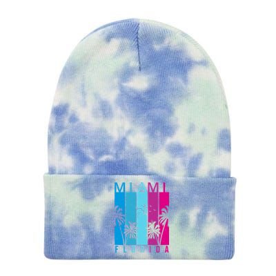 Retro Miami Florida Summer Neon Colors Tie Dye 12in Knit Beanie