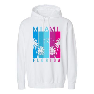 Retro Miami Florida Summer Neon Colors Garment-Dyed Fleece Hoodie