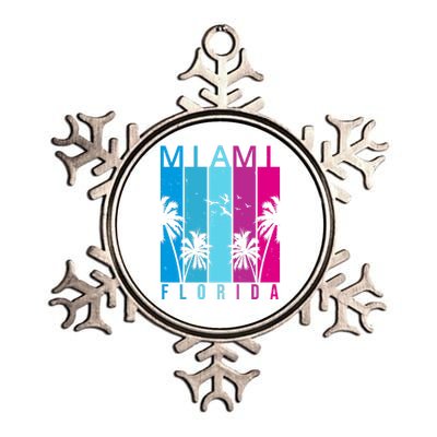 Retro Miami Florida Summer Neon Colors Metallic Star Ornament