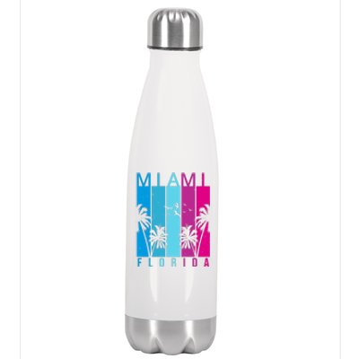 Retro Miami Florida Summer Neon Colors Stainless Steel Insulated Water Bottle