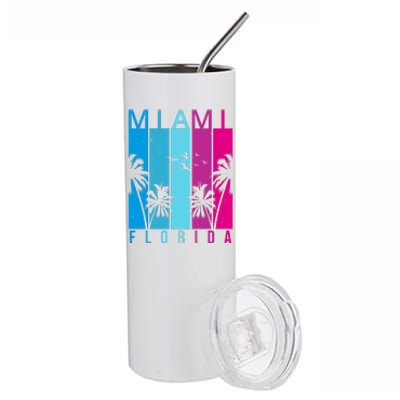 Retro Miami Florida Summer Neon Colors Stainless Steel Tumbler