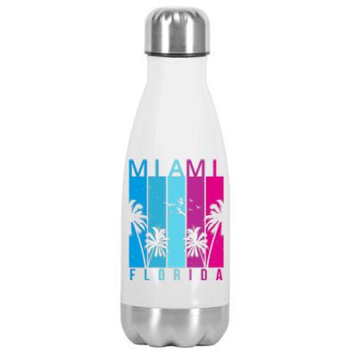 Retro Miami Florida Summer Neon Colors Stainless Steel Insulated Water Bottle